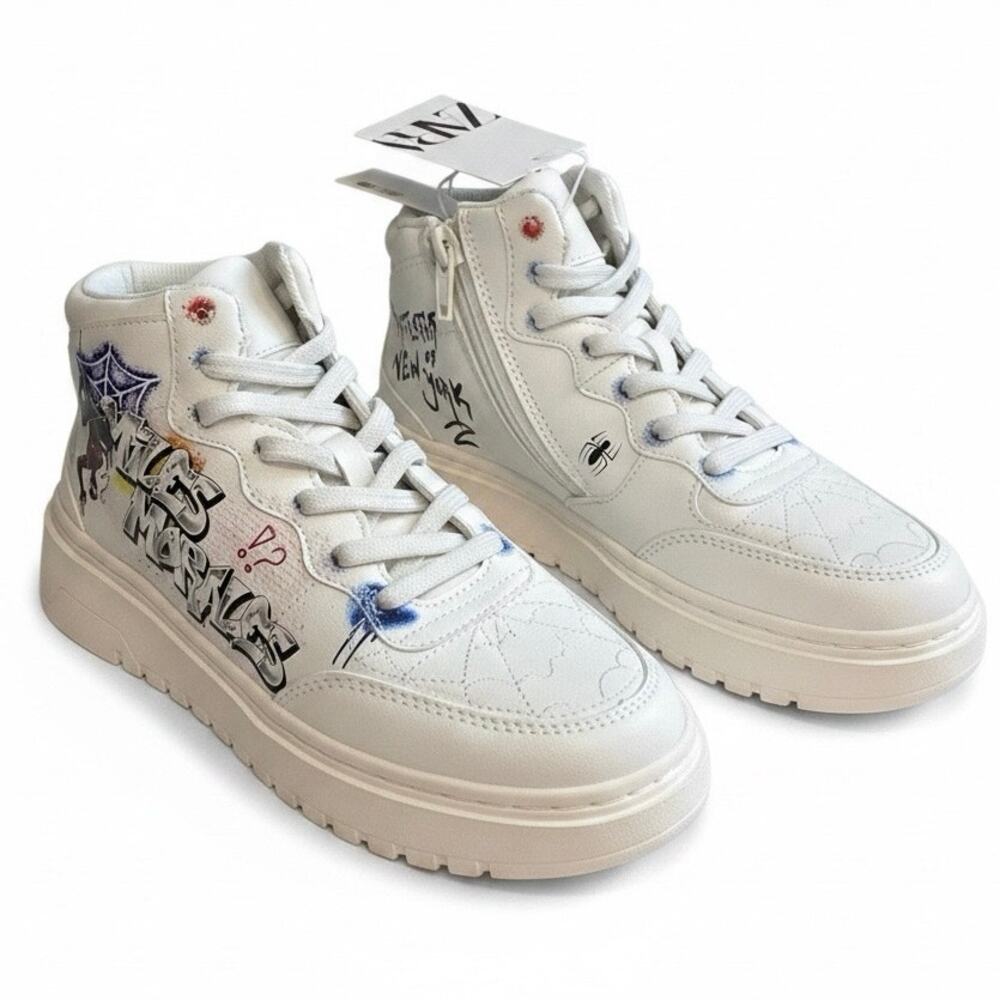 NWT Zara Disney Kids Spider-Man: Miles Morales Marvel High-Top Sneakers sz 2.5